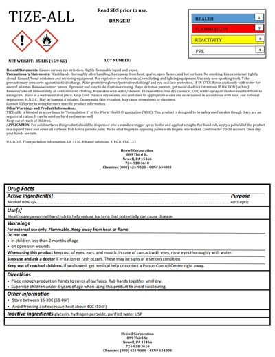 15.9 Kg Pail Label (Tize All Pail Label 1)